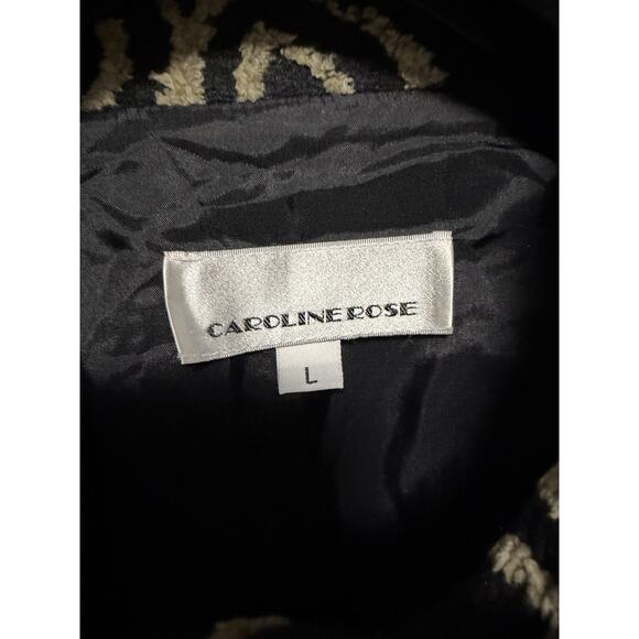 Caroline Rose Jacket Womens Large Black Beige Abstract Button Front Made USA - Picture 3 of 16